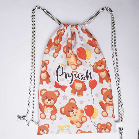 Teddy Printed Kids Drawstring Bag